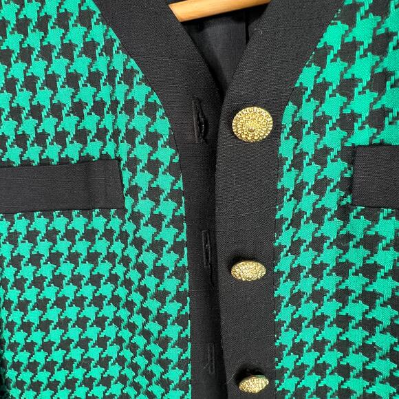 Vintage Saville Petites Teal Houndstooth Blazer 2P - Picture 6 of 11